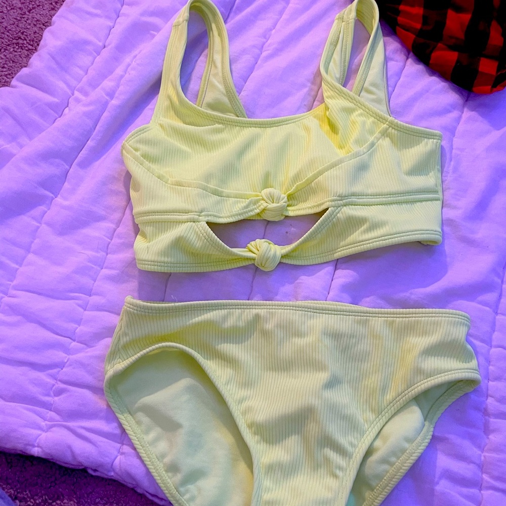 Neon yellow swimsuit